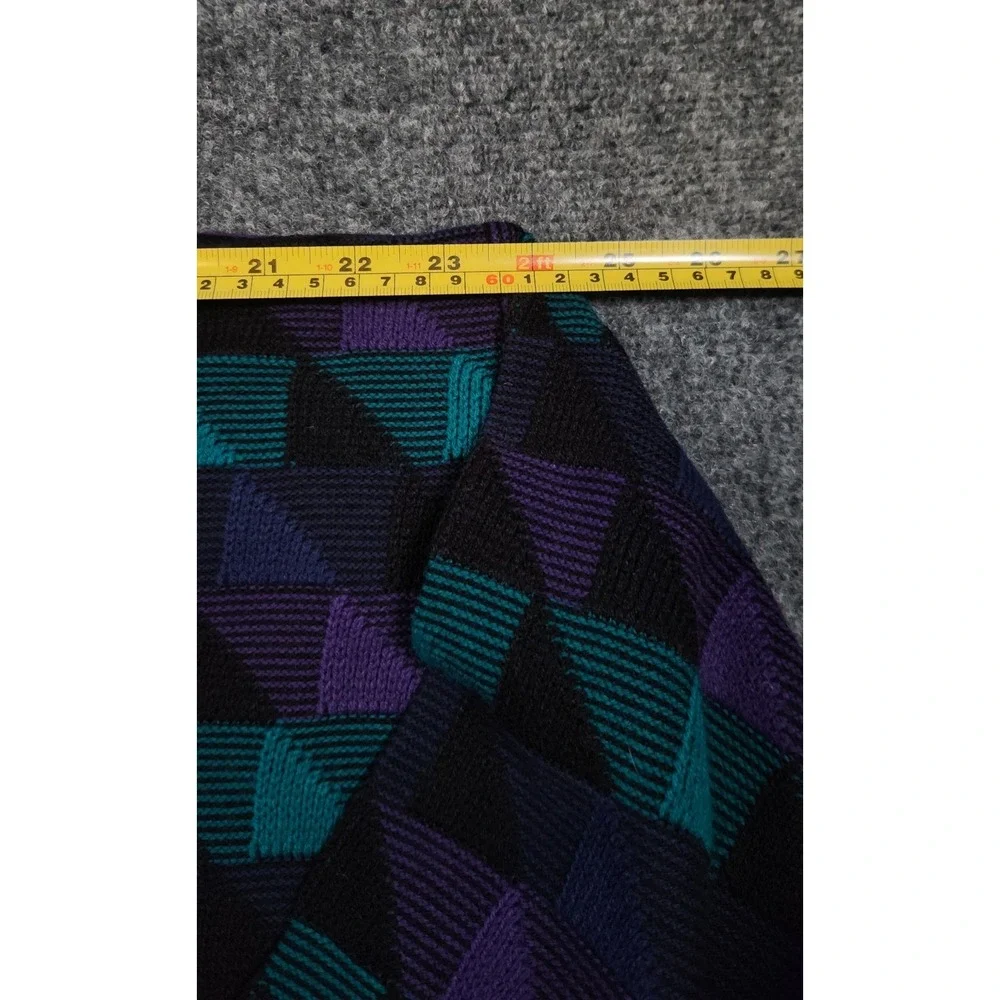 Vintage Willow Bay Geometric Knit Sweater 80s 90s Purple Teal Tag XL Fits M/L